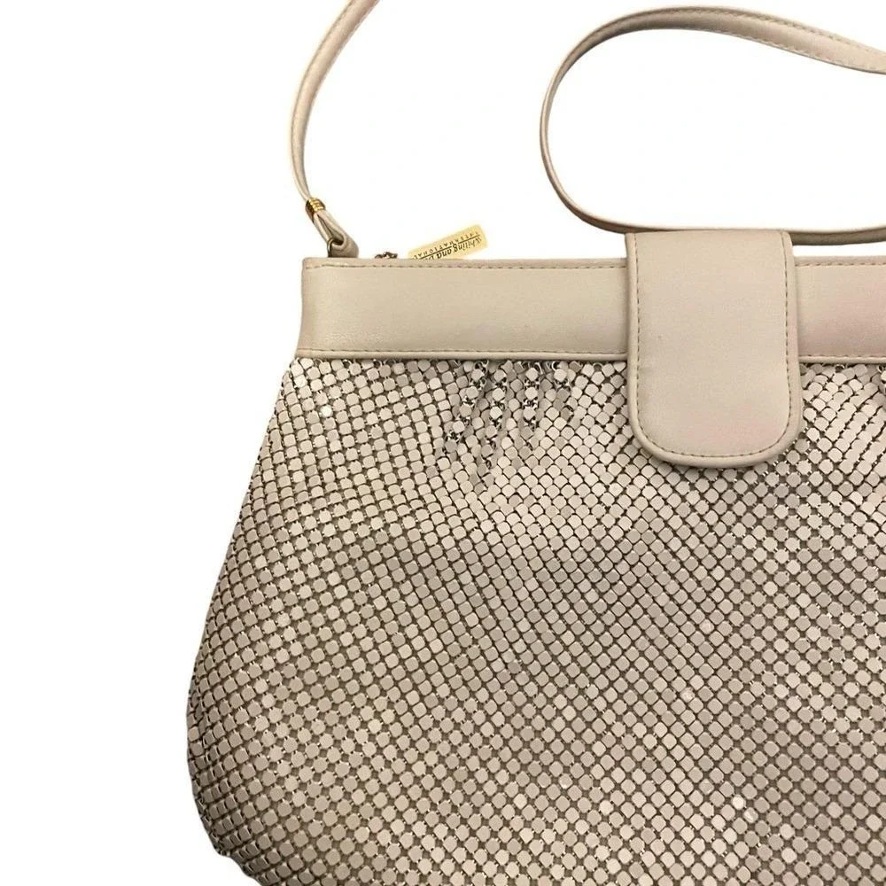 Whiting and Davis‎ Vintage Cream Metal Mesh Shoulder Bag Evening Purse Ivory